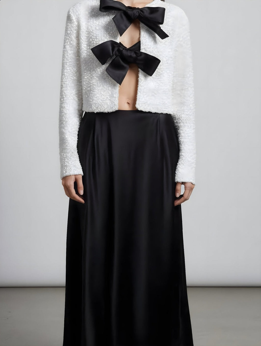 AVA: Short Sequin Blazer with Bow - Luxe Atire