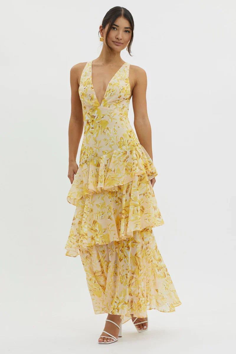 LISA | Elegant Floral Midi Dress