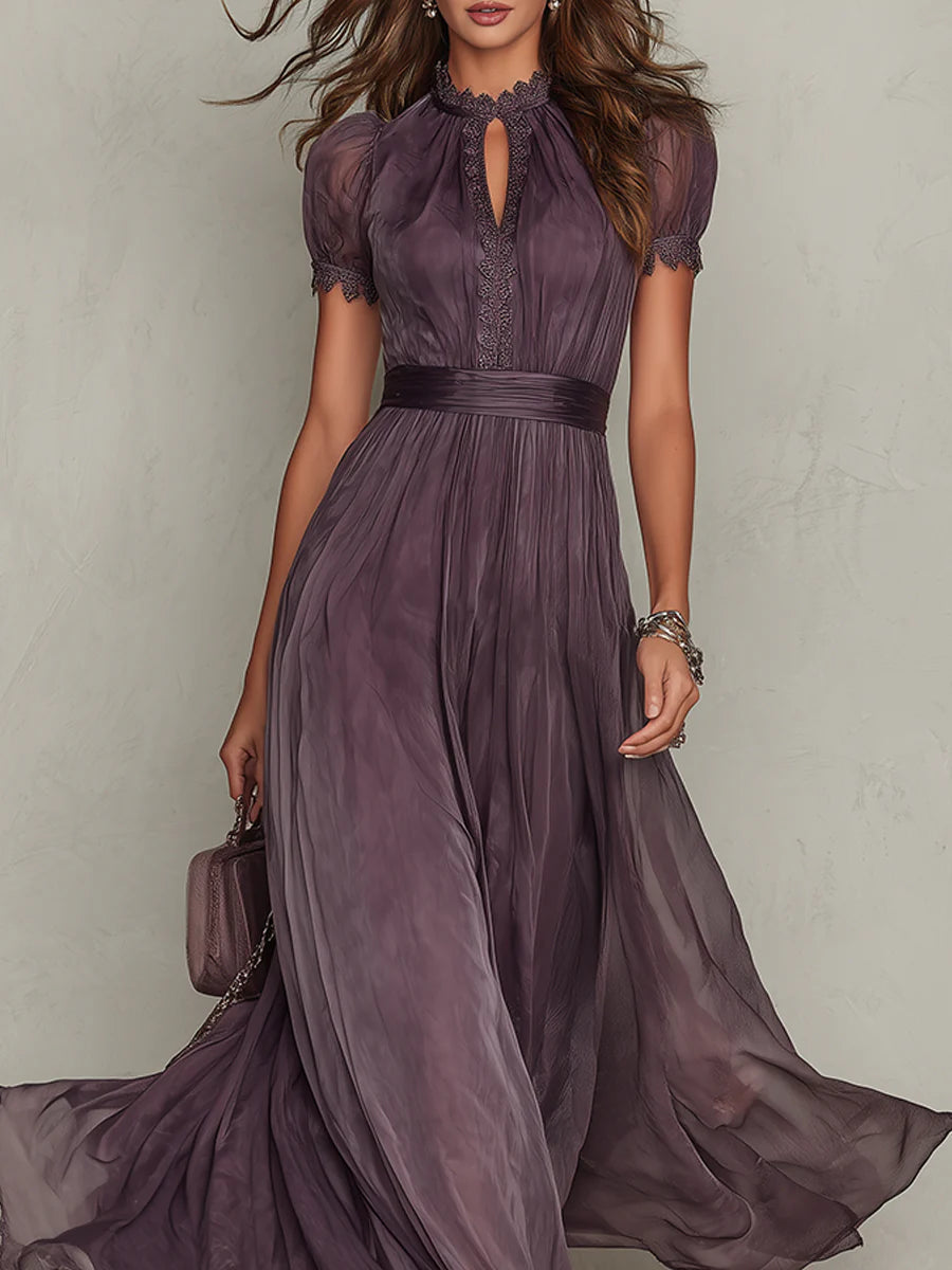Flavia | Elegant Purple Chiffon Keyhole Maxi Dress Emily Bouttique Flavia | Elegant Purple Chiffon Keyhole Maxi Dress Emily Bouttique